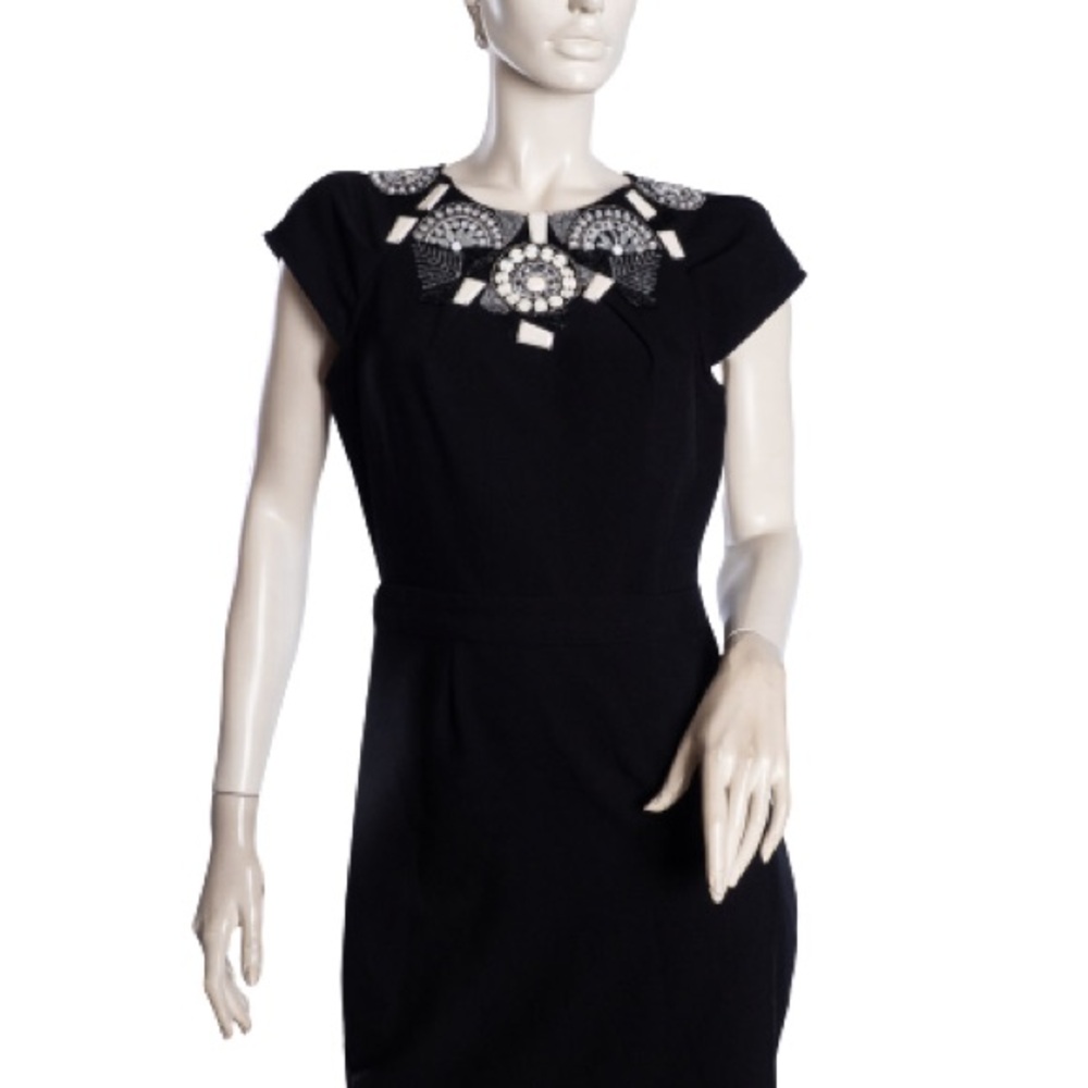 bebe Black Dress with Embellished Neckline